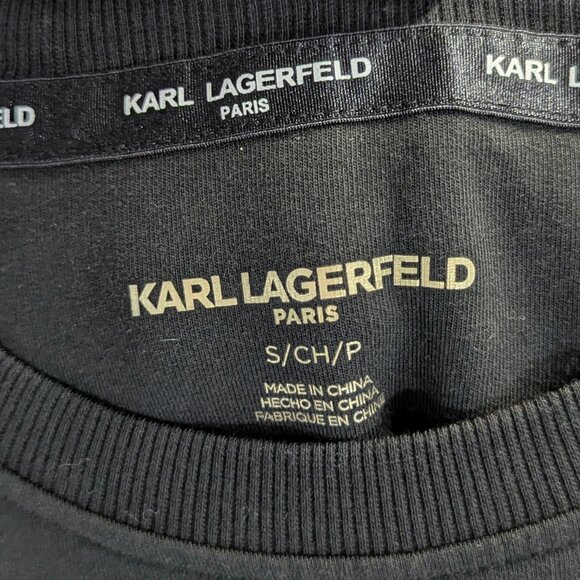 Karl Lagerfeld Paris Size Small Black Sweatshirt with Self Silhouette - Picture 4 of 15